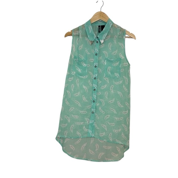 Bisou Bisou Sheer Sleeveless Blouse, western tips, Medium - Picture 1 of 8